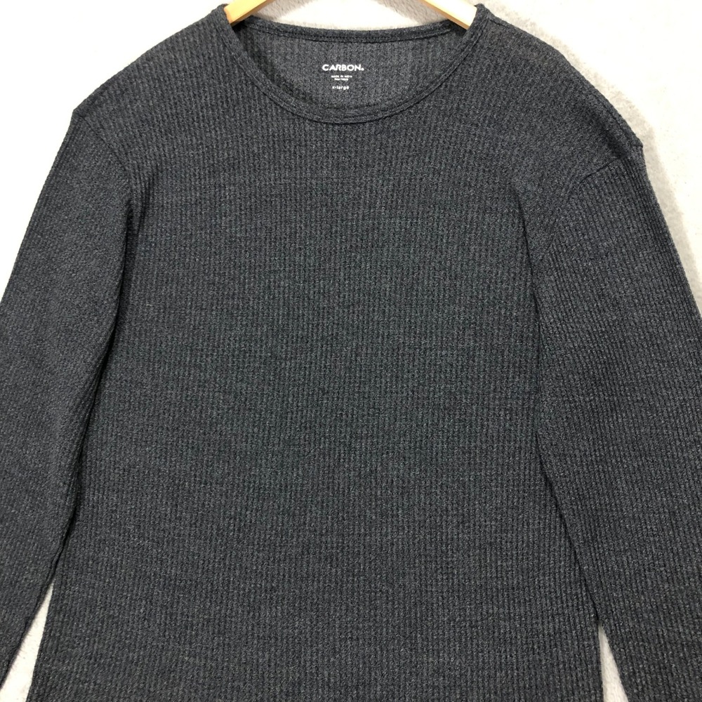 Carbon Waffle Knit Long Sleeve Crew Neck Casual Top‎ Extra Large